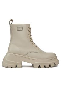 Tommy Jeans Trapery Tjw Chunky Leather Boot EN0EN02503 Beżowy. Kolor: beżowy. Materiał: skóra