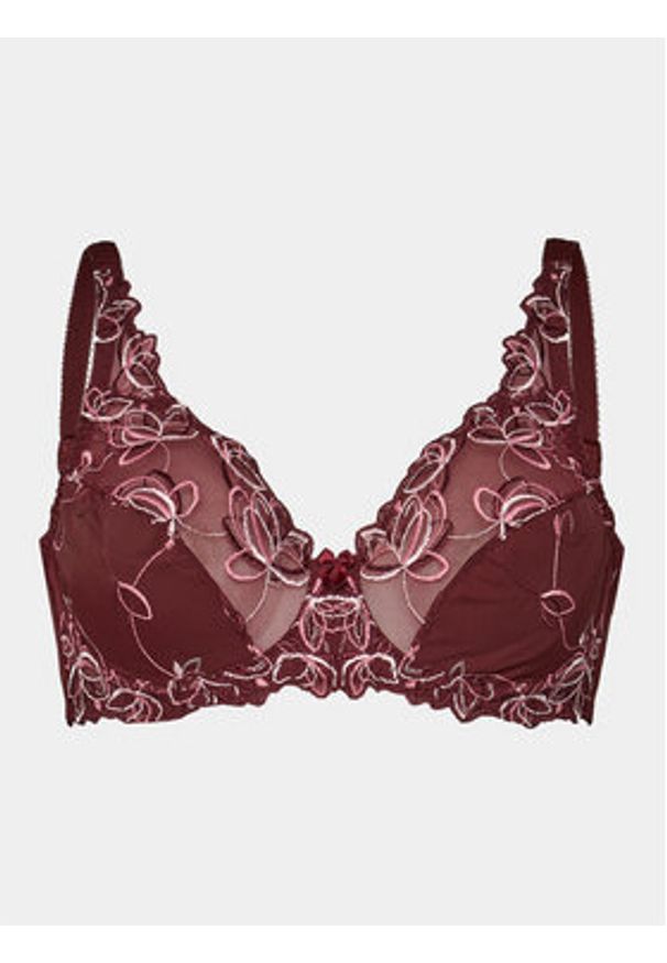 Hunkemöller Biustonosz z fiszbiną Diva Uf 203490 Bordowy. Kolor: czerwony. Materiał: syntetyk