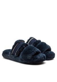 TOMMY HILFIGER - Tommy Hilfiger Kapcie Fur Basics Slipper FW0FW08343 Granatowy. Kolor: niebieski. Materiał: materiał