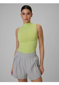 4f - 4F Top treningowy slim szybkoschnący damski - zielony XL. Kolor: zielony. Materiał: włókno, materiał. Sport: fitness, joga i pilates #1
