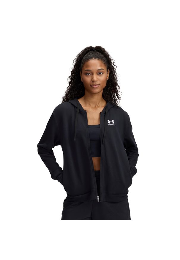 Bluza Under Armour Ua Rival Terry Fz Damskie. Kolor: czarny. Sport: fitness