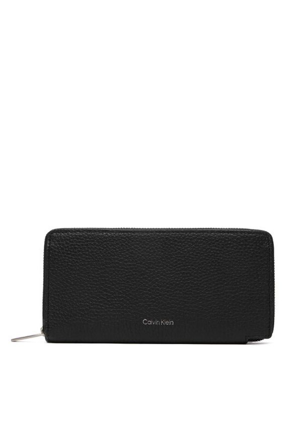 Calvin Klein Portfel Foil Emboss Long Zip Around LV04D1242G Czarny. Kolor: czarny. Materiał: skóra