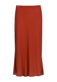 Ochnik - Czerwona rozkloszowana spódnica damska. Kolor: brązowy. Materiał: materiał. Styl: elegancki #2