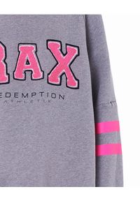 REDEMPTION ATHLETIX - Szara bluza oversize z logo. Typ kołnierza: bez kaptura. Kolor: szary. Materiał: jeans, bawełna. Długość rękawa: długi rękaw. Długość: długie. Wzór: aplikacja #2