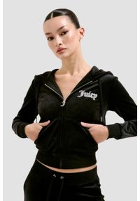 Juicy Couture - JUICY COUTURE Czarna damska bluza Robertson Caviar Hoodie. Kolor: czarny