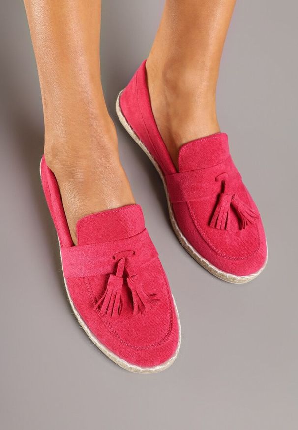 Born2be - Fuksjowe Espadryle z Ozdobnymi Chwostami Varilia. Okazja: na co dzień. Kolor: różowy. Materiał: jeans. Obcas: na płaskiej podeszwie. Styl: casual