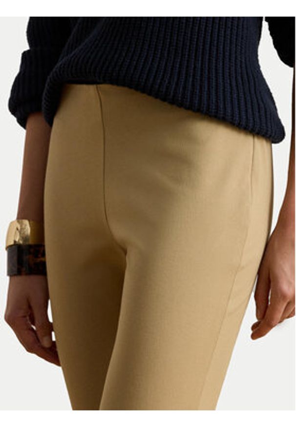Lauren Ralph Lauren Spodnie materiałowe 200631310018 Beżowy Slim Fit. Kolor: beżowy. Materiał: bawełna, wiskoza