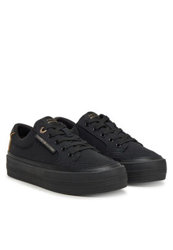 TOMMY HILFIGER - Tommy Hilfiger Sneakersy Essential Vulc Textile Sneaker FW0FW08323 Czarny. Kolor: czarny. Materiał: materiał
