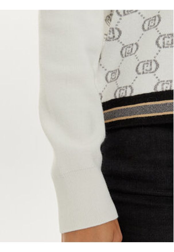 Liu Jo Sport Sweter TF4228 MS63L Biały Regular Fit. Kolor: biały. Materiał: syntetyk. Styl: sportowy