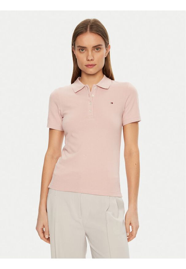 TOMMY HILFIGER - Tommy Hilfiger Polo 1985 WW0WW43225 Różowy Slim Fit. Typ kołnierza: polo. Kolor: różowy. Materiał: bawełna