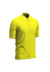 TRIBAN - Koszulka rowerowa szosowa Triban RC100. Kolor: zielony, wielokolorowy, żółty. Materiał: poliester, elastan, materiał