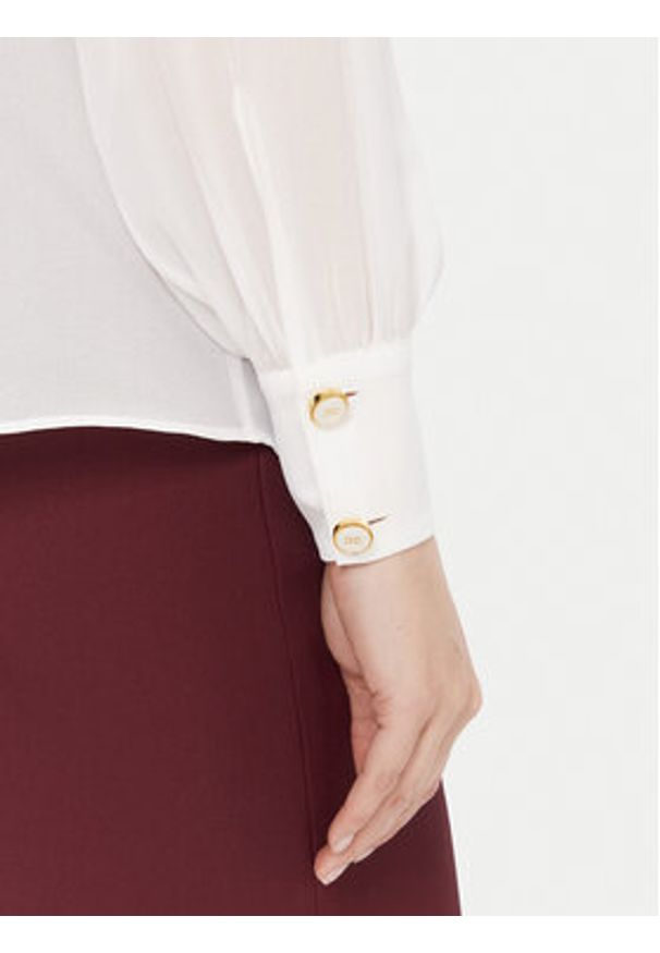 Elisabetta Franchi Bluzka CA-133-57E2-V400 Biały Regular Fit. Kolor: biały. Materiał: syntetyk