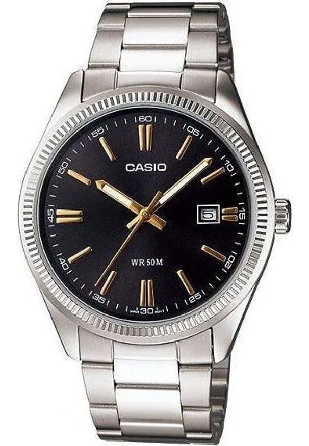 Zegarek Casio Zegarek Męski DATE Czarny Srebrzysty ( 39 mm). Kolor: czarny