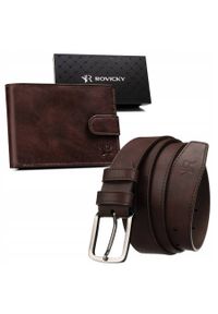 ROVICKY - Zestaw prezentowy Rovicky R-N003L-110-PU04 brązowy. Kolor: brązowy. Materiał: skóra ekologiczna, jeans. Styl: klasyczny, elegancki