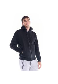 LEONE 1947 APPAREL - Męska, miękka bluza z kapturem i zamkiem błyskawicznym z ikoną lwa. Typ kołnierza: kaptur. Kolor: czarny. Materiał: tkanina. Sport: fitness
