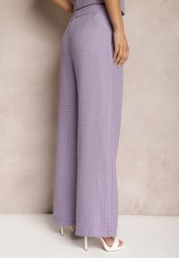 Renee - Fioletowe Spodnie Szerokie Garniturowe High Waist Tamarixia. Stan: podwyższony. Kolor: fioletowy. Materiał: tkanina. Sezon: lato #3