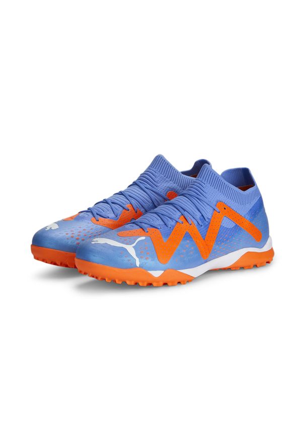 Buty do chodzenia męskie Puma Future Match TT. Zapięcie: sznurówki. Kolor: wielokolorowy, pomarańczowy, żółty, biały, niebieski. Materiał: materiał, syntetyk. Szerokość cholewki: normalna. Sport: turystyka piesza