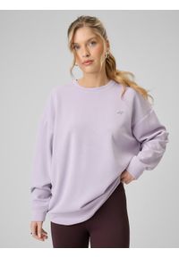 4f - 4F Bluza dresowa regular z modalem damska - fioletowa L. Okazja: na co dzień. Typ kołnierza: bez kaptura. Kolor: fioletowy. Materiał: dresówka. Wzór: gładki. Styl: casual #1