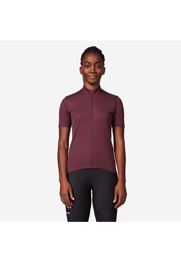 VAN RYSEL - Koszulka rowerowa damska Van Rysel Essential krótki rękaw. Kolor: fioletowy. Materiał: poliester, materiał. Długość rękawa: krótki rękaw. Długość: krótkie. Sport: kolarstwo