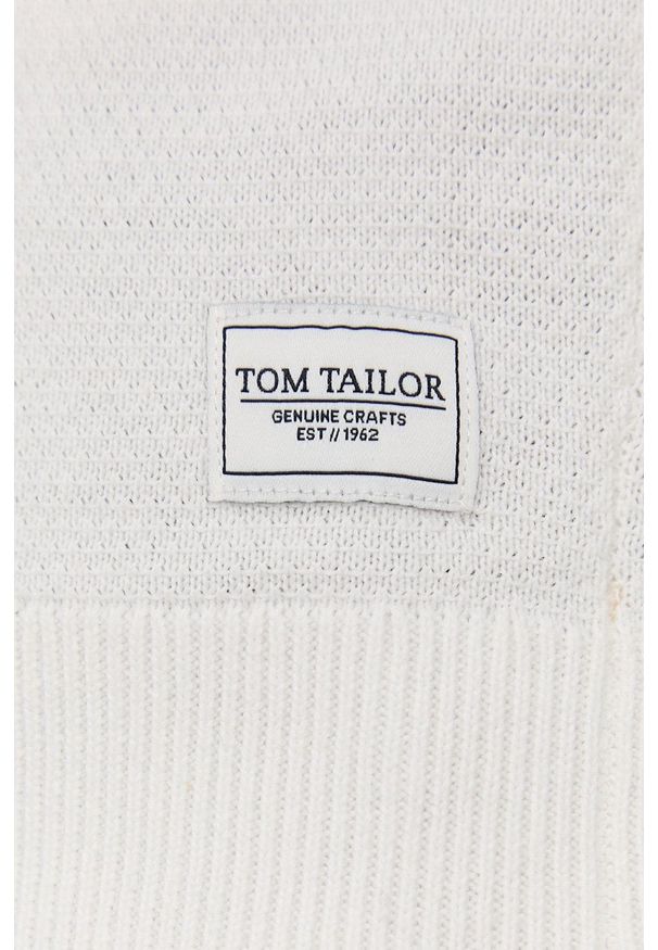 Tom Tailor - Sweter. Okazja: na co dzień. Kolor: biały. Materiał: bawełna, materiał. Długość rękawa: długi rękaw. Długość: długie. Styl: casual