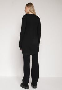 Born2be - Czarny Komplet Dzianinowy z Bawełną Spodnie Kamizelka i Długi Kardigan Meviravia. Kolor: czarny. Materiał: dzianina, bawełna #5