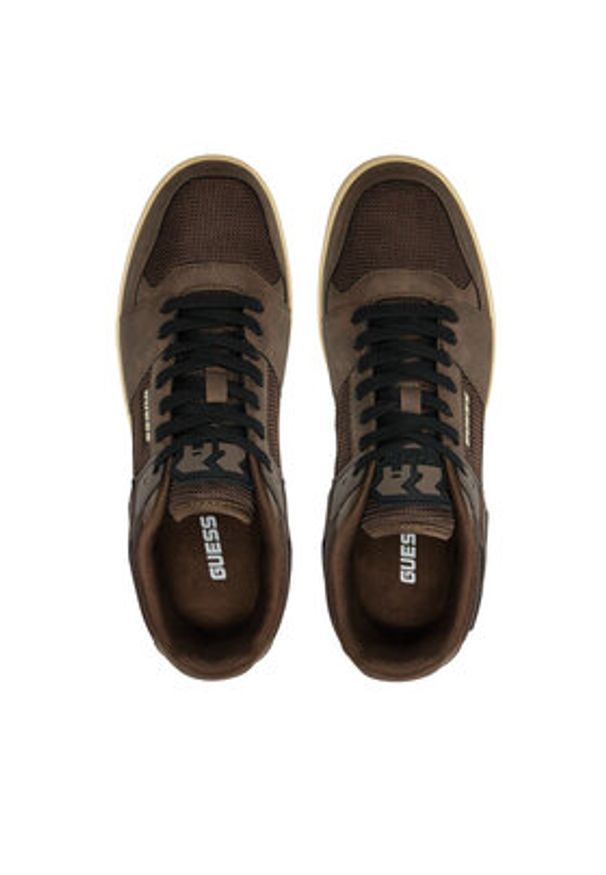 Guess Sneakersy Sava Low FMTSAL FAB12 Brązowy. Kolor: brązowy. Materiał: skóra