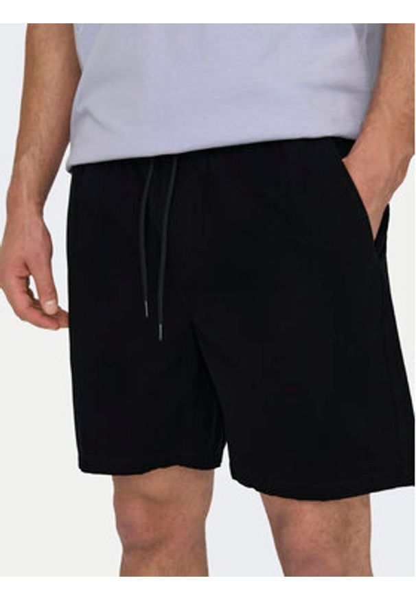 Only & Sons Szorty materiałowe Tel 22027949 Czarny Regular Fit. Kolor: czarny. Materiał: bawełna