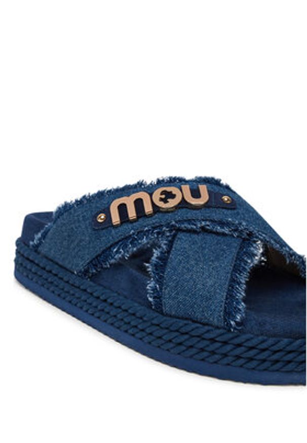 Mou Klapki Criss-cross MU.SW451004K Niebieski. Kolor: niebieski. Materiał: materiał