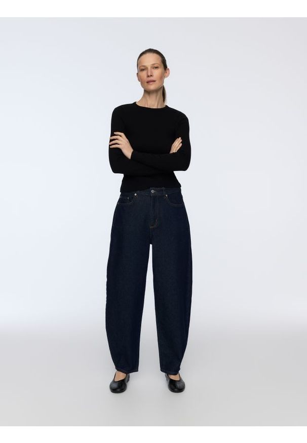 Reserved - Longsleeve z modalem - czarny. Kolor: czarny. Materiał: dzianina, bawełna. Długość rękawa: długi rękaw