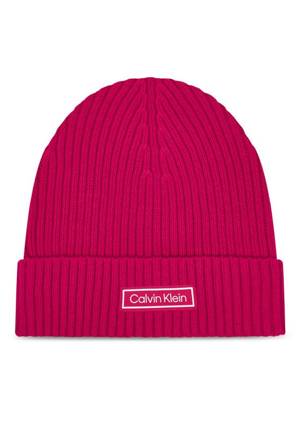 Calvin Klein Czapka Patch Chunky LV04D8053G Różowy. Kolor: różowy. Materiał: materiał, bawełna