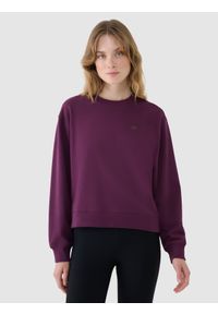 4f - 4F Bluza nierozpinana bez kaptura damska - fioletowa XL. Okazja: na co dzień. Typ kołnierza: bez kaptura. Kolor: fioletowy. Materiał: dzianina, dresówka, bawełna, poliester, materiał. Wzór: gładki, ze splotem. Styl: klasyczny, sportowy, casual