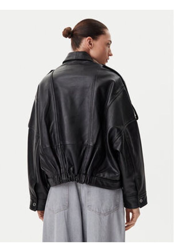 Pinko - PINKO Kurtka skórzana Confine 104877 A21L Czarny Regular Fit. Kolor: czarny. Materiał: skóra