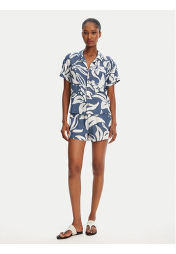 Banana Moon Szorty materiałowe William Floreal MHX74 Niebieski Loose Fit. Kolor: niebieski. Materiał: wiskoza