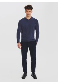 Pako Lorente - PAKO LORENTE - Granatowy sweter męski v-neck. Kolor: niebieski, czarny. Materiał: bawełna. Sezon: jesień #2
