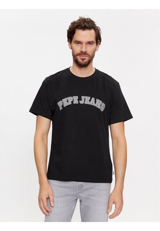 Pepe Jeans T-Shirt Clement PM509220 Czarny Regular Fit. Kolor: czarny. Materiał: bawełna