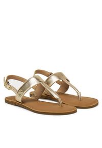 TOMMY HILFIGER - Tommy Hilfiger Sandały Metallic Leather Thong Sandal FW0FW08798 Złoty. Kolor: złoty. Materiał: skóra #6