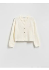 Reserved - Kardigan z domieszką alpaki - kremowy. Kolor: kremowy. Materiał: dzianina, wełna #1