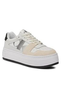 Calvin Klein Jeans Sneakersy Bold Flatf Low Lace Mix Nbs Sat YW0YW01308 Biały. Kolor: biały