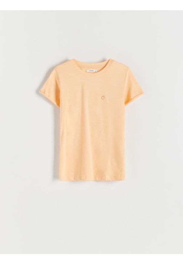 Reserved - T-shirt slim fit - jasnopomarańczowy. Kolor: pomarańczowy. Materiał: bawełna