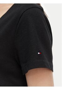 TOMMY HILFIGER - Tommy Hilfiger T-Shirt WW0WW48704 Czarny Regular Fit. Kolor: czarny. Materiał: bawełna, len #3