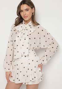 Born2be - Beżowa Rozkloszowana Sukienka z Rękawami Typu Nietoperz i Wiązaniem Miriviela. Okazja: na co dzień. Kolor: beżowy. Materiał: jeans. Typ sukienki: proste. Styl: casual, klasyczny #1