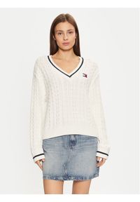 Tommy Jeans Sweter DW0DW19885 Écru Regular Fit. Materiał: bawełna