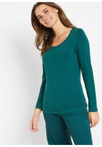 bonprix - Shirt w dopasowanym fasonie z długim rękawem. Okazja: na co dzień. Kolor: niebieski. Materiał: bawełna. Długość rękawa: długi rękaw. Długość: długie. Styl: casual #1