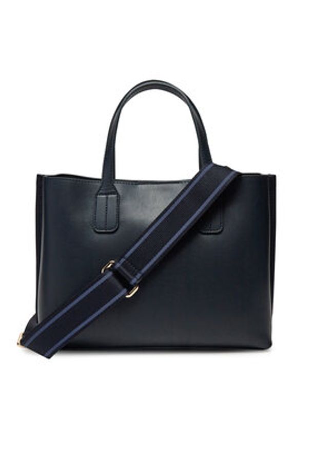 TOMMY HILFIGER - Tommy Hilfiger Torebka Th Distinct Mini Tote AW0AW17192 Granatowy. Kolor: niebieski. Materiał: skórzane