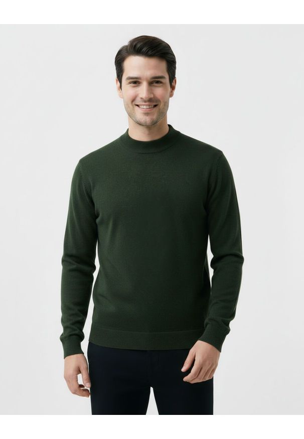Półgolf Oliwkowy, Męski, Klasyczny, Zielony - Brave Soul - 100% Bawełna, Khaki. Kolor: wielokolorowy, brązowy, zielony, oliwkowy. Materiał: bawełna. Sezon: jesień, zima. Styl: klasyczny