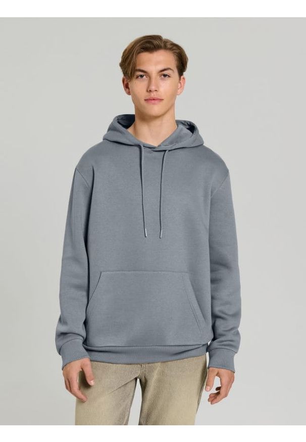 Sinsay - Bluza hoodie basic - niebieski. Kolor: niebieski