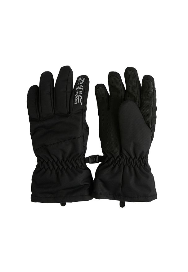 Regatta - Dziecięce rękawice Arlie wodoodporne. Kolor: czarny. Materiał: materiał. Sezon: zima. Sport: turystyka piesza