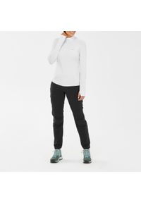 quechua - Koszulka turystyczna damska z długim rękawem Quechua MH550. Kolor: szary, niebieski, wielokolorowy. Materiał: poliester, materiał, elastan. Długość rękawa: długi rękaw. Długość: długie. Sport: turystyka piesza