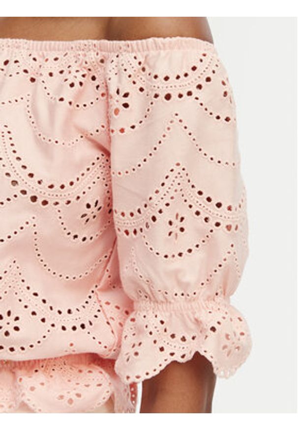 Guess Bluzka W6GP47 K3336 Koralowy Regular Fit. Kolor: pomarańczowy. Materiał: bawełna