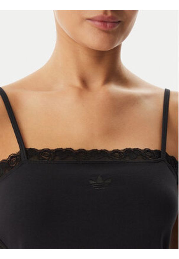 Adidas - adidas Top KC6437 Czarny Slim Fit. Kolor: czarny. Materiał: bawełna